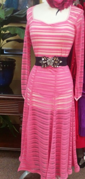 Dance Class Dresses & Skirts - Tosca dance Fashions 2 piece unlined Striped Bodysuit And Skirt With Leg Slit